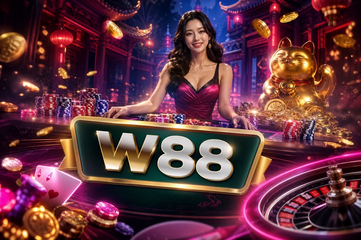 Giao diện trang w8802.com với kho trò chơi và biểu ngữ khuyến mãi